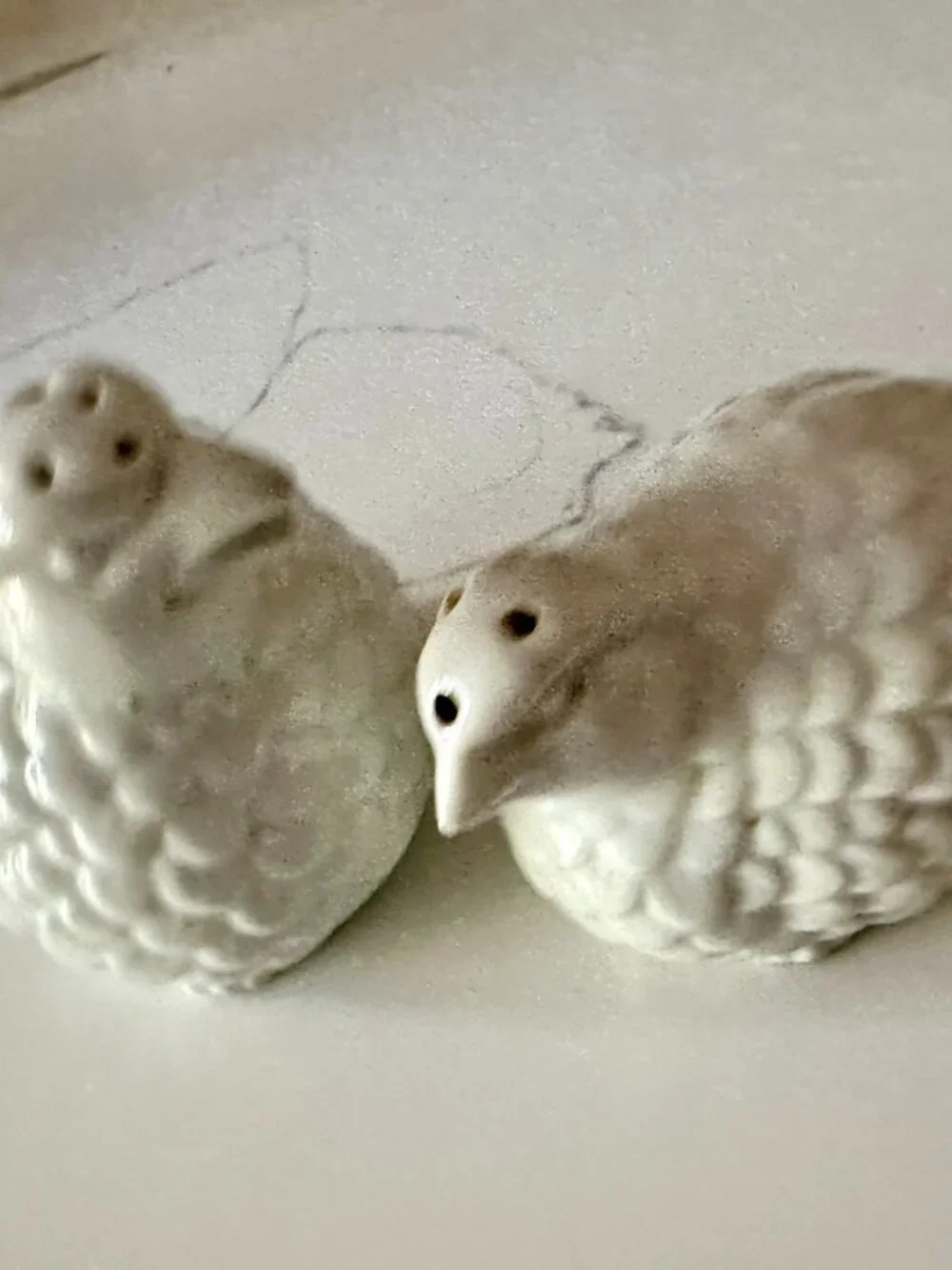 Vintage  Milk Glass Quail Salt & Pepper Shakers Set White Glass Birds Farmhouse